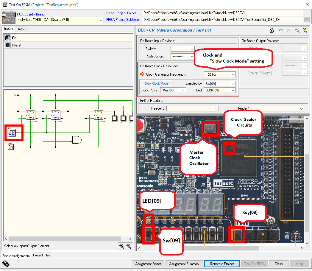 Deeds - Sequential Circuit Testing on Terasic/Altera DE0-CV Board